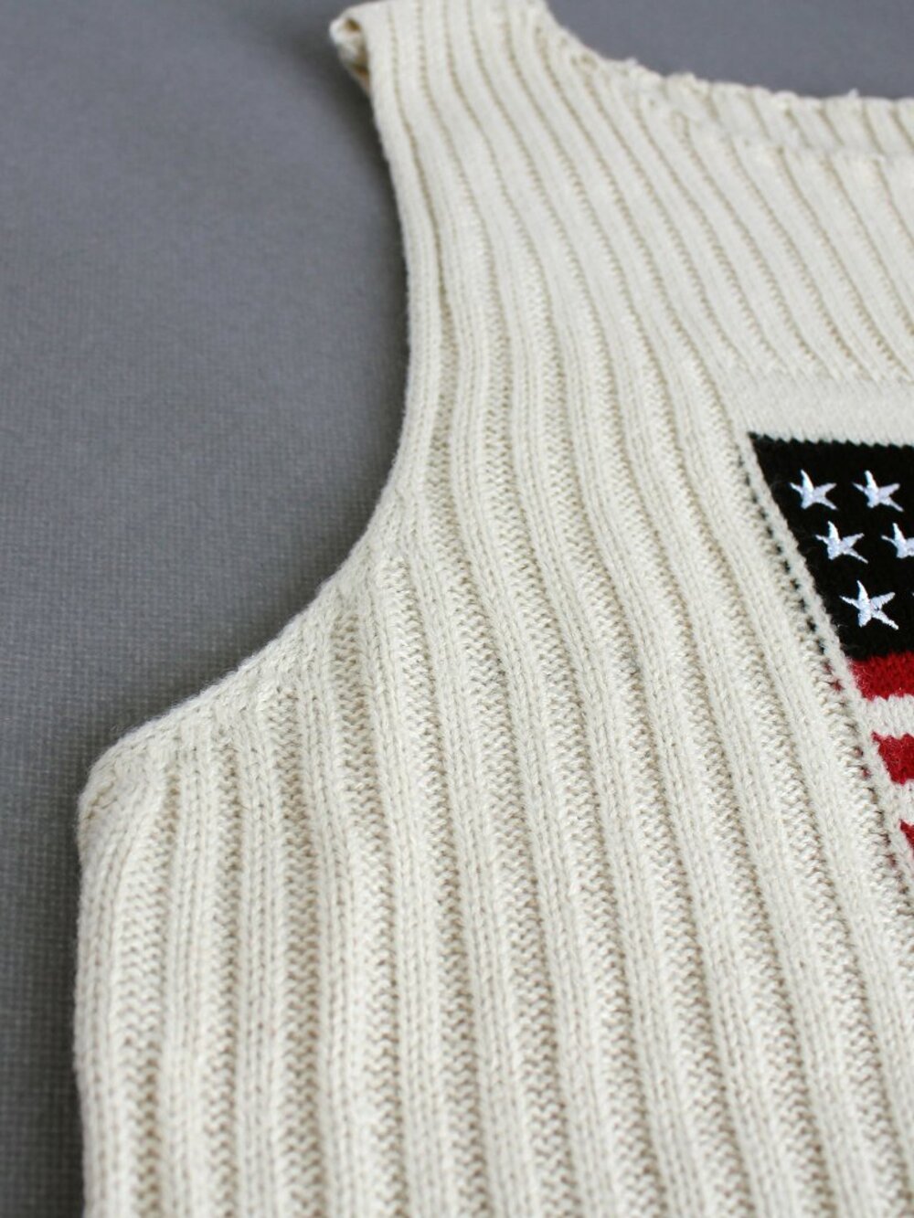 Cream Ribbed Knit Crop Tank - Picture 5 of 7
